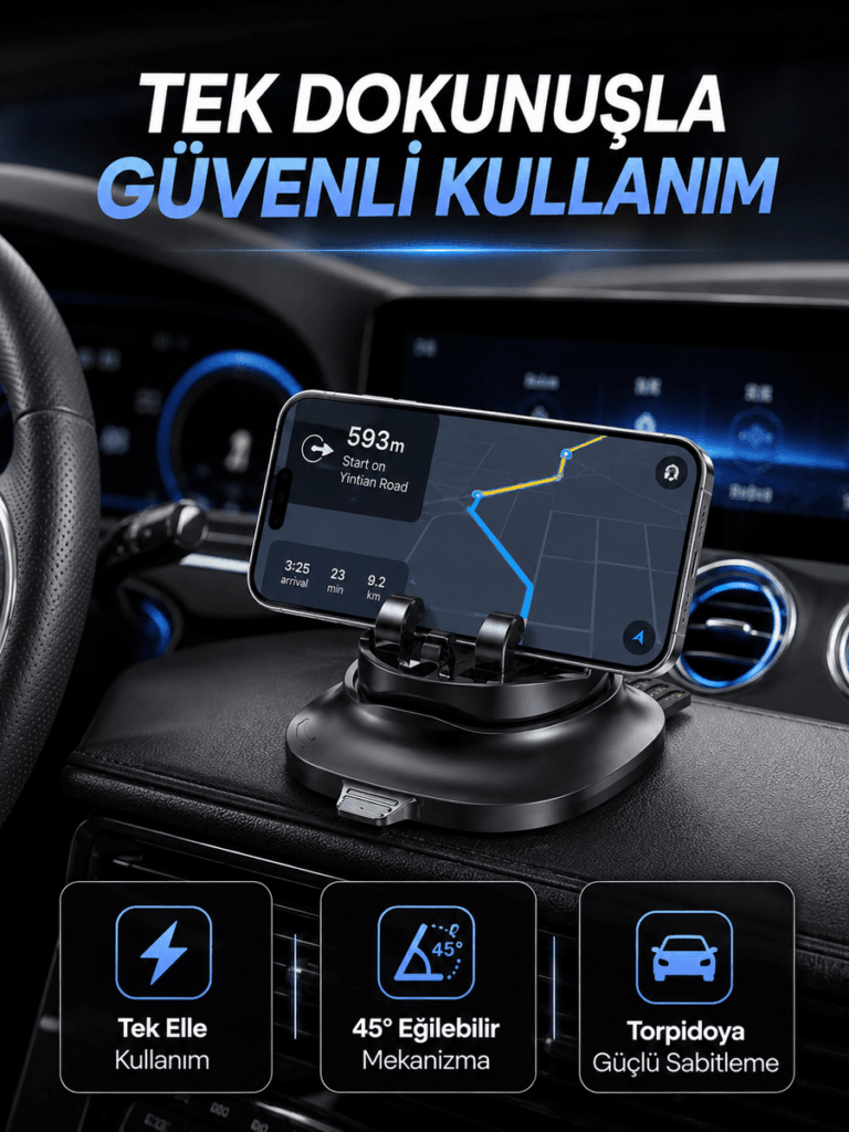 Gizlenebilir Telefon Numaralı Araç İçi Telefon Tutucu Torpido Üstü Telefon Standı