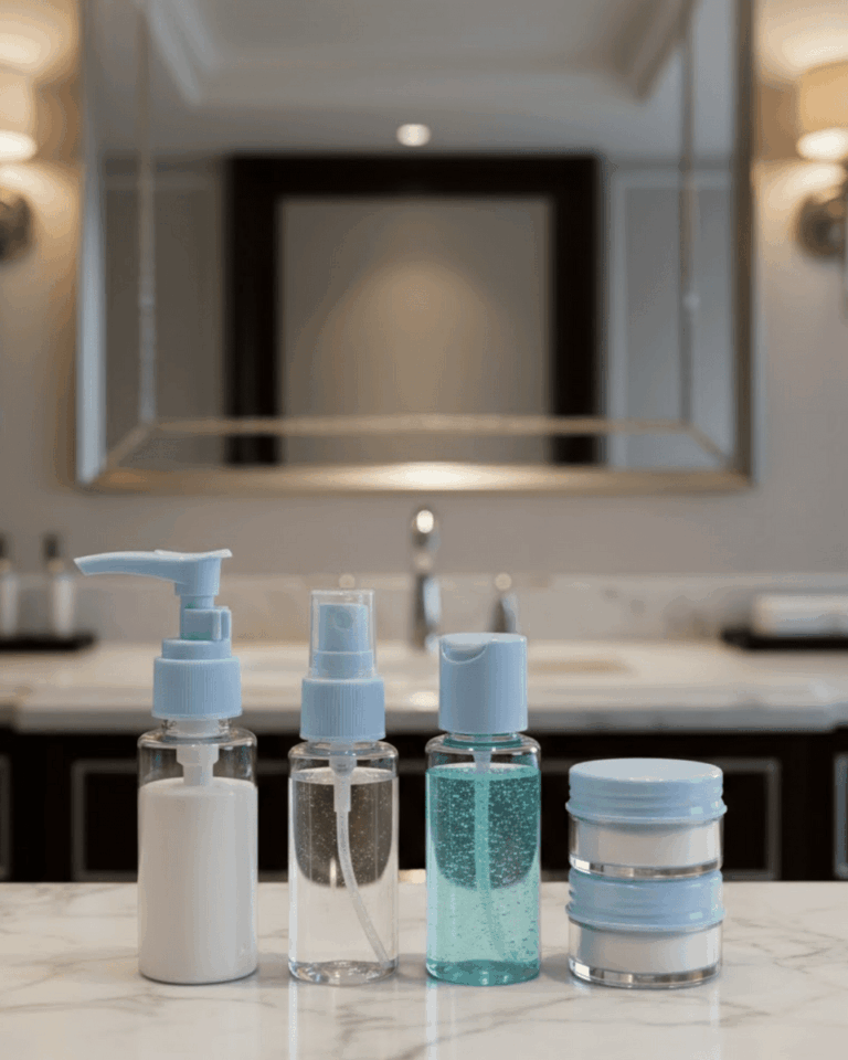 Kompakt 5’li Seyahat Banyo Şişe Takımı Çantalı