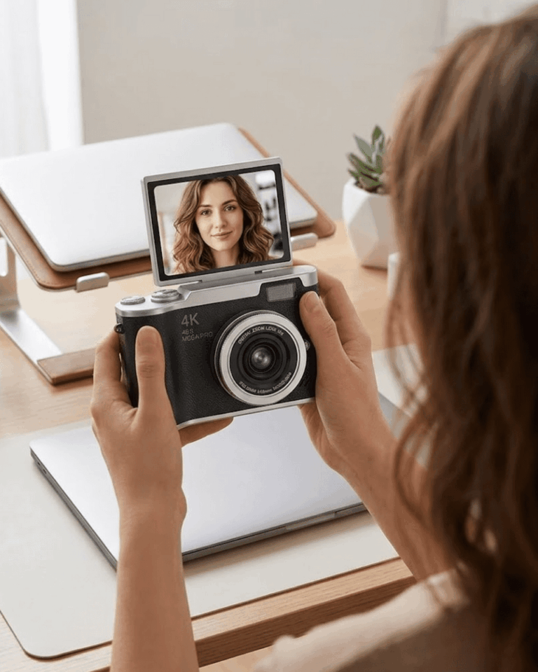 Kompakt 4K Dijital Kamera 48 MP Sensör 8X Zoom Flip Ekran Vlog ve Selfie Uyumlu