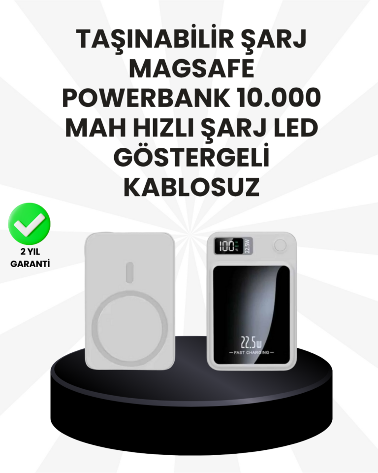 10000mAh Kapasiteli Manyetik USB-C ve Kablosuz Powerbank W09