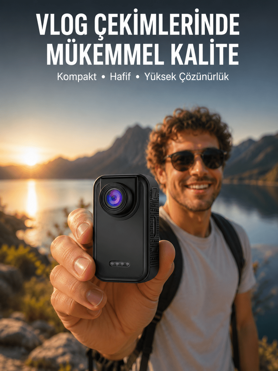 Vlog, Seyahat ve Günlük Video Çekimleri İçin Mini Kamera
