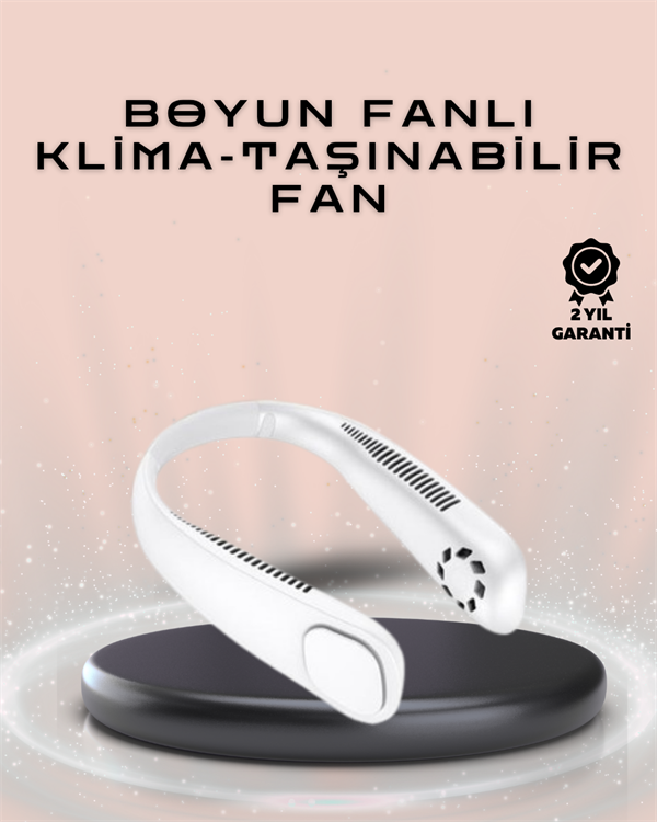 Giyilebilir Sessiz Fan | 224g Hafif, Bladeless Güvenli Tasarım, 5 Vitesli Soğutma, USB Şarjlı Fan