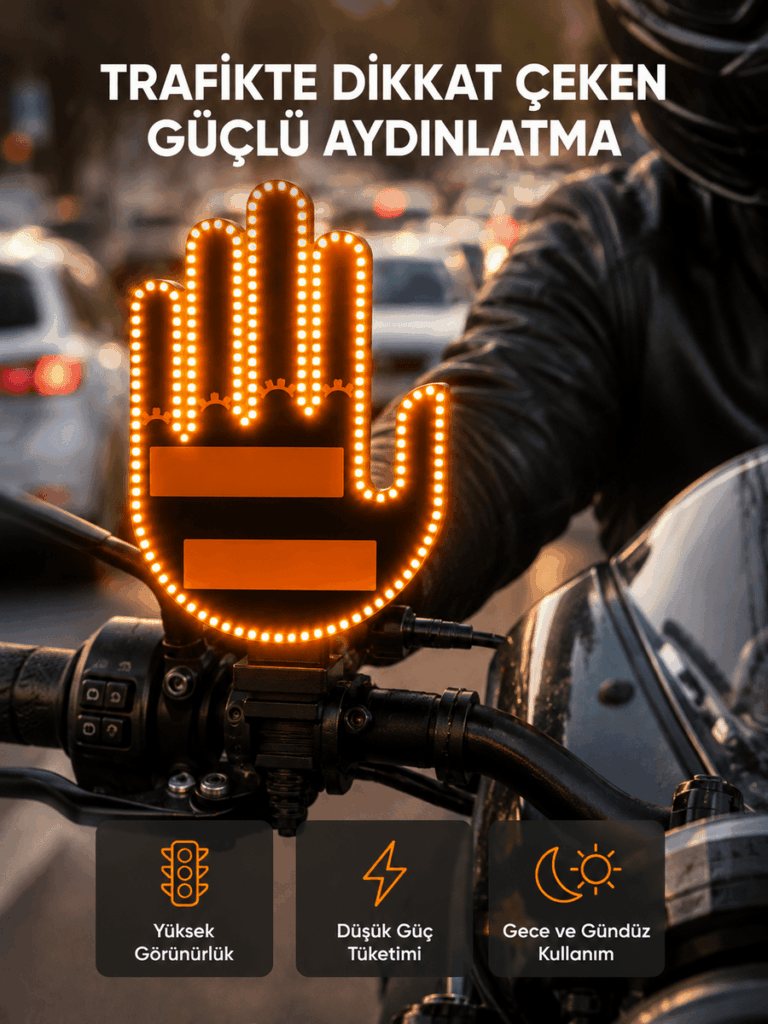 176 LED’li Amber Trafik Uyumlu Sinyal Işığı – El Hareketiyle Kontrol
