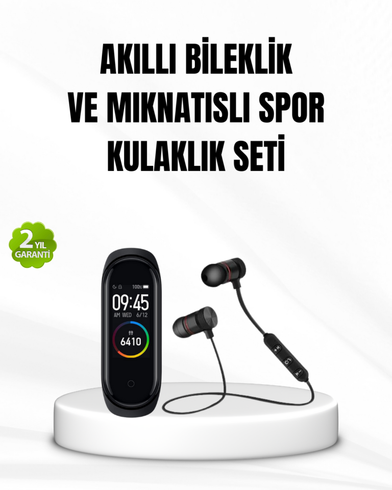 Akıllı Spor Bilekliği ve Gürültü Önleyici Bluetooth Kulaklık Seti