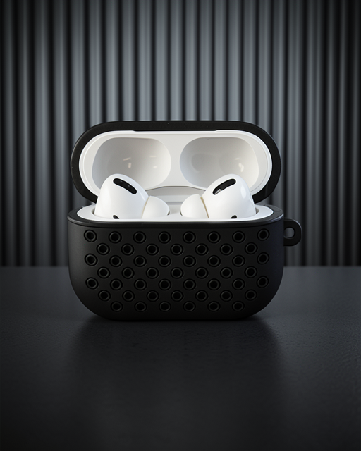 Apple Airpods Pro 2 (2.nesil) Spor Delikli Kılıf - Siyah-siyah