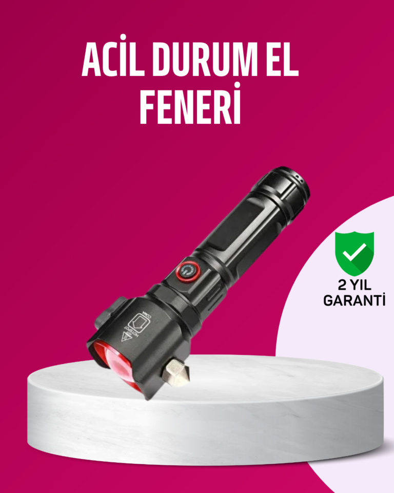 Acil Durum El Feneri Çekiç ve Pusula Özellikli Güçlü Işık